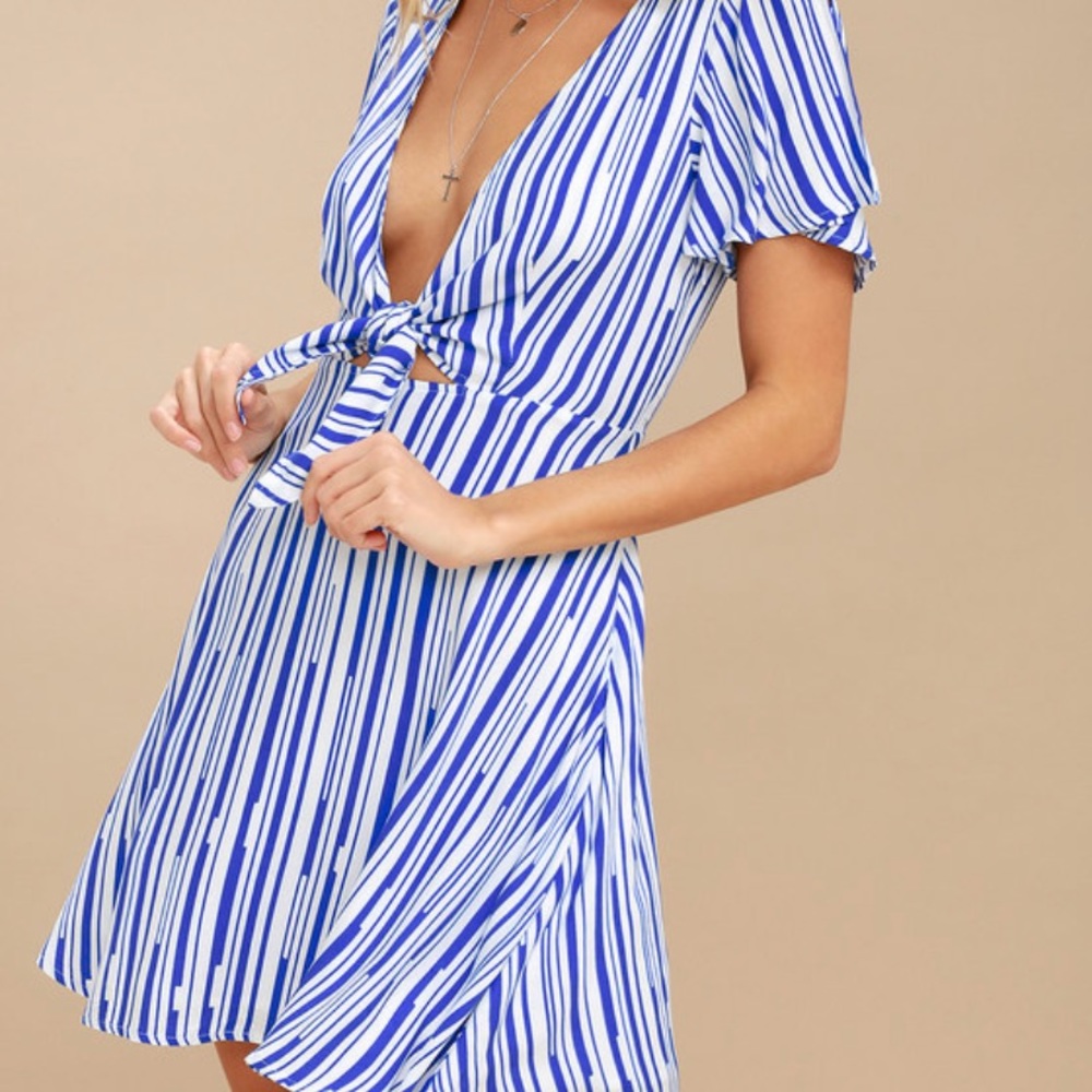 Blue white stripe dress